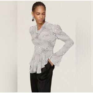 De La Vali Blue Moon Striped Puff Long Sleeves Top Blouse 8